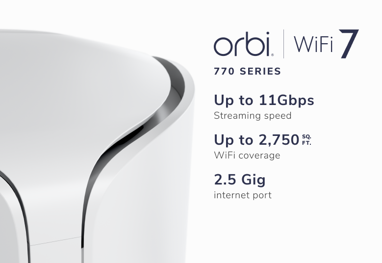 NETGEAR Orbi (RBE770) 三頻 BE11000 WiFi 7 Mesh 衛星分機<br>(不能獨立操作，需配合770 系列主機使用)