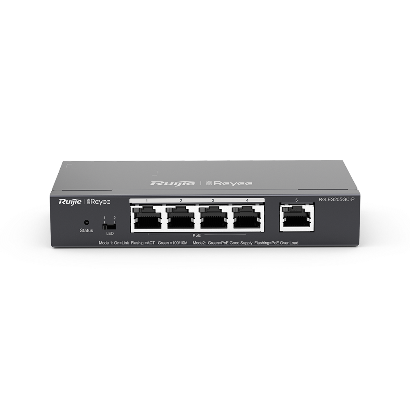 RG-ES205GC-P, 5-Port Gigabit (1-4 PoE+) 雲端管理交換機