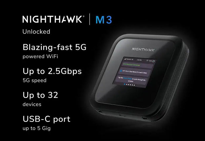 NETGEAR Nighthawk (MH3150) M3 5G Sub 6 AX3600 WiFi 6 流動熱點路由器, up to 2.5 Gbps