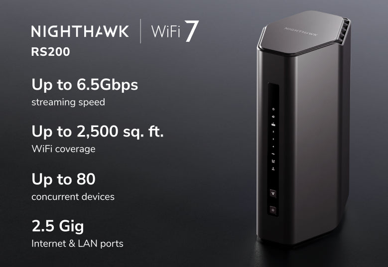 [ 預購 ] BE6500無線路由器 (RS200) Nighthawk WiFi 7 雙頻路由器 6.5Gbps | 2.5Gig Lan | 支援 2.5Gig寬頻