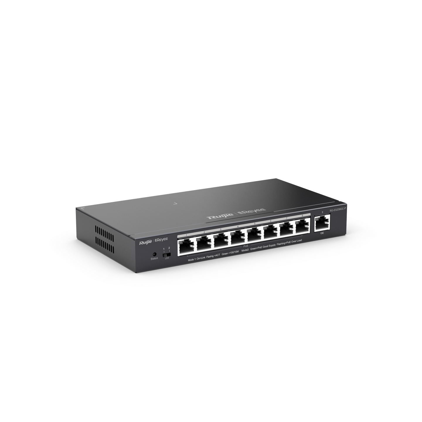 RG-ES209GC-P, 9-Port Gigabit (1-8 PoE+) 雲端管理交換機